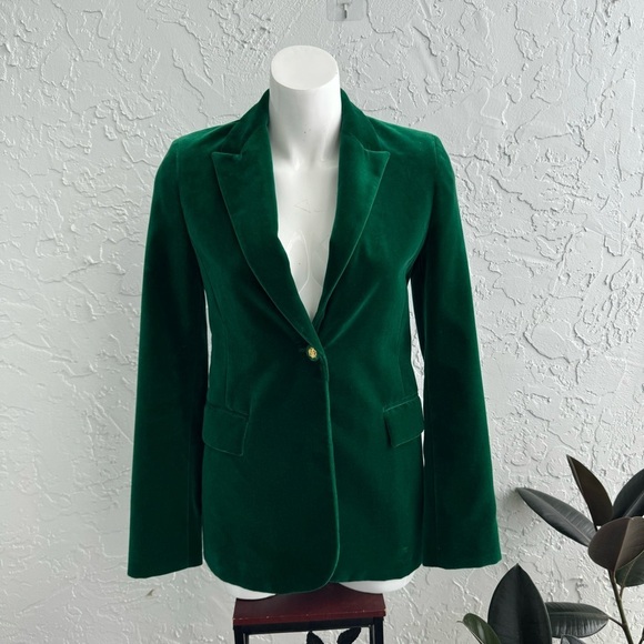 Zara LIMITED EDITION bloggers favorite emerald Green Velvet Blazer,size XS - Picture 4 of 16